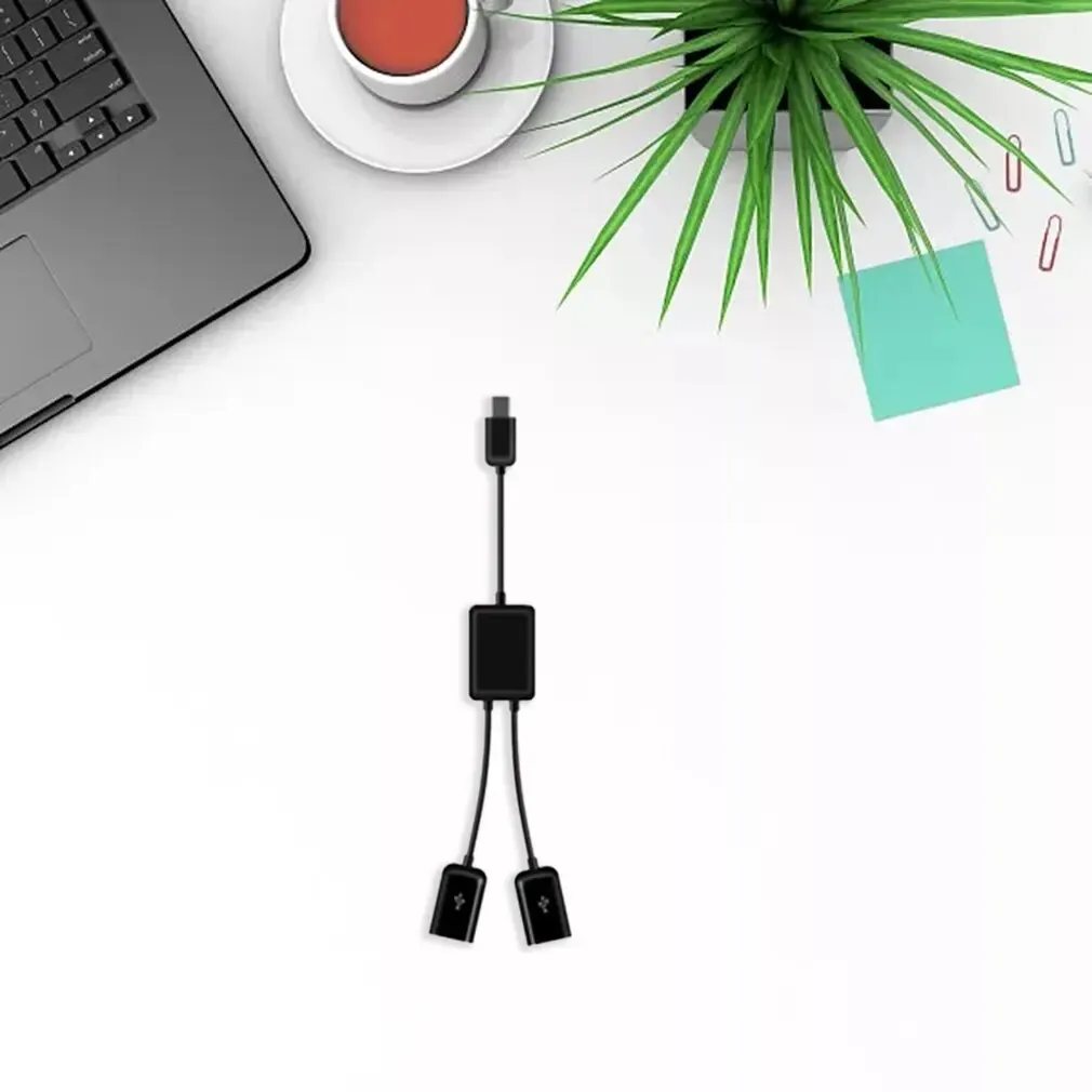 Type C to 2 OTG Dual Port HUB Cable Y Splitter for Tablet Android Mouse Keyboard Micro-USB Type-C Adapter Converter 2 in 1