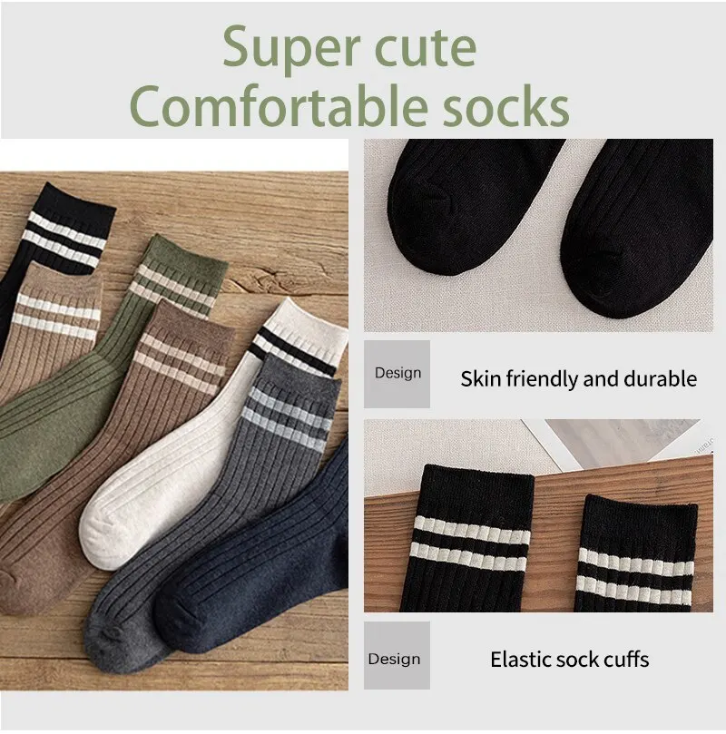 7 Pairs New Casual Breathable Socks Comfortable Mid Tube Socks Retro Socks Women Fashion Cotton Fashion Men's High Quality Socks