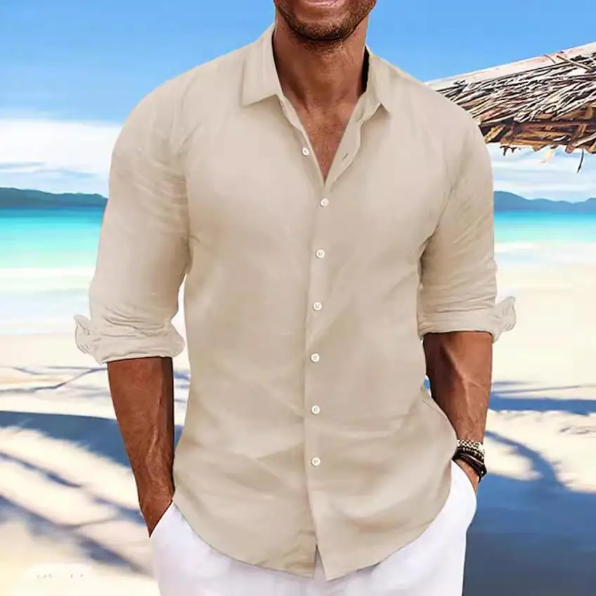 

Мужская длинная рубашка на пуговицах из хлопка, дышащая, влагоотводящая, в американском стиле, цветная, пляжная одежда для других мероприятий