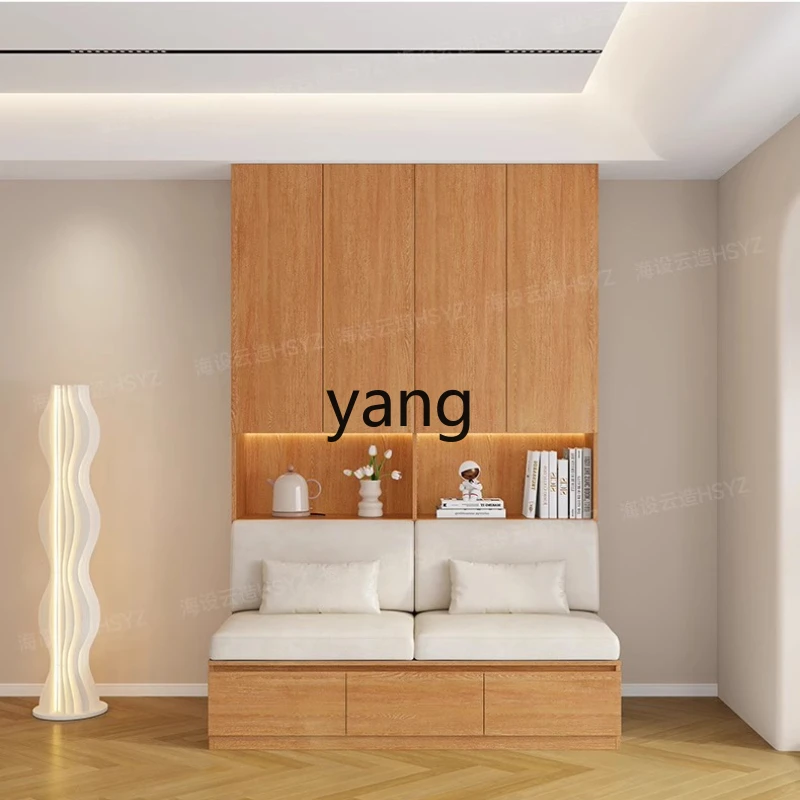 

YHM solid wood card seat bookcase integrated small apartment locker whole wall storage