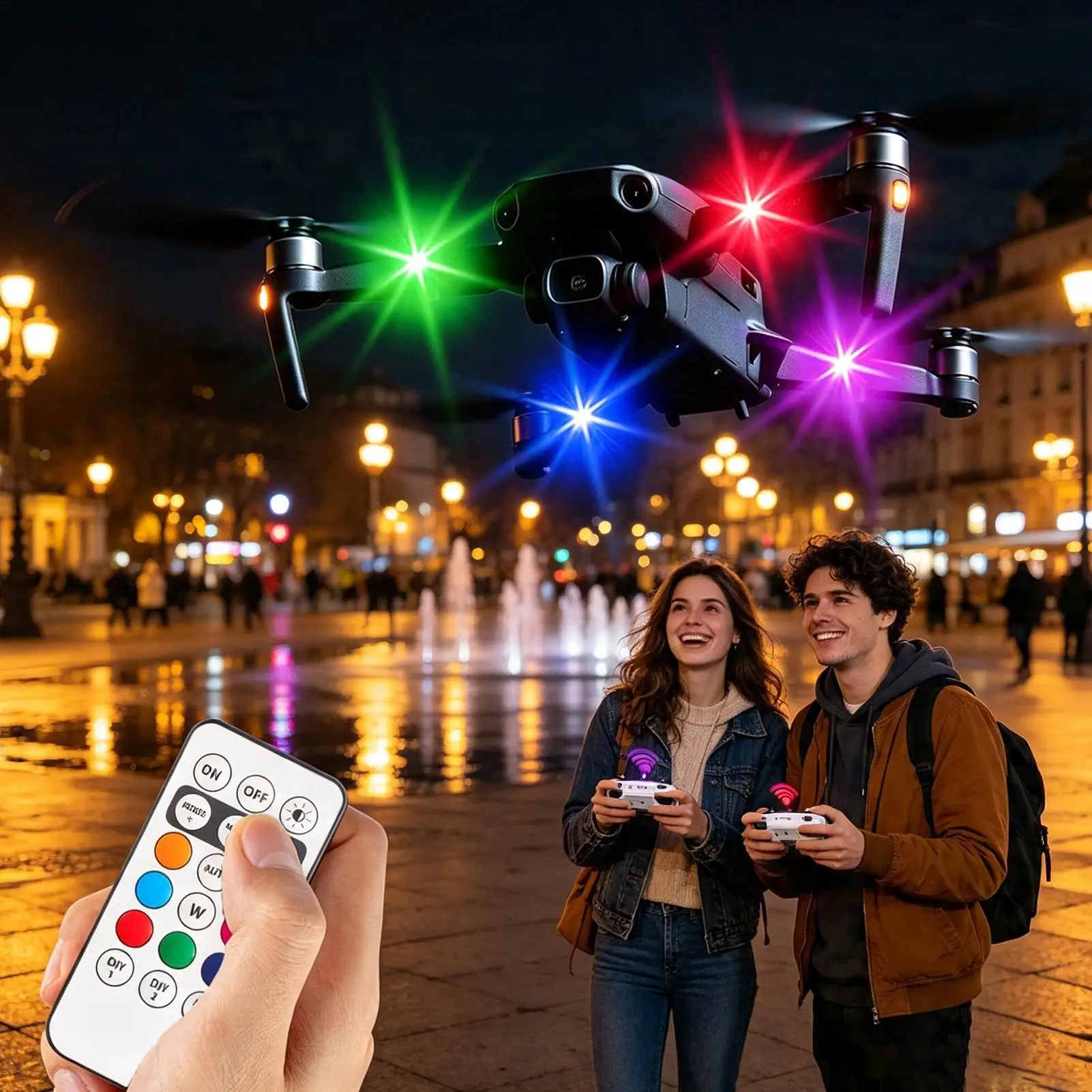 Led Car Lights 4 Piece 7 RGB Color Waterproof Warning Sign Drone Anti Collision Lights For Motorcycle Bike Drone Vehicle Night