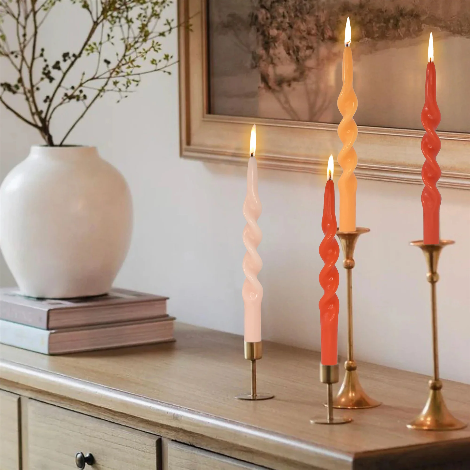 Tall Candy Color Taper Candlestick Wedding Dinner Home Decorative Conical Stick Candle Odorless Long Pole Taper Candles Gift Set