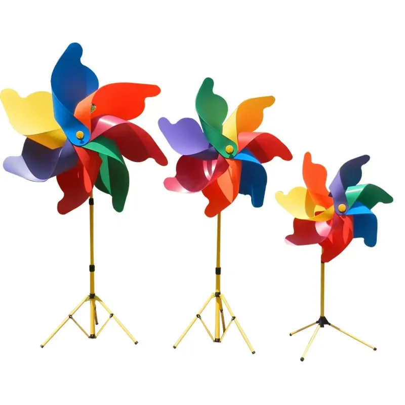 

Outdoor Oversized Windmill Diy Colourful Toys Iron Triangle Bracket Windmill Garden Event Advertising Custom Garden Decorations