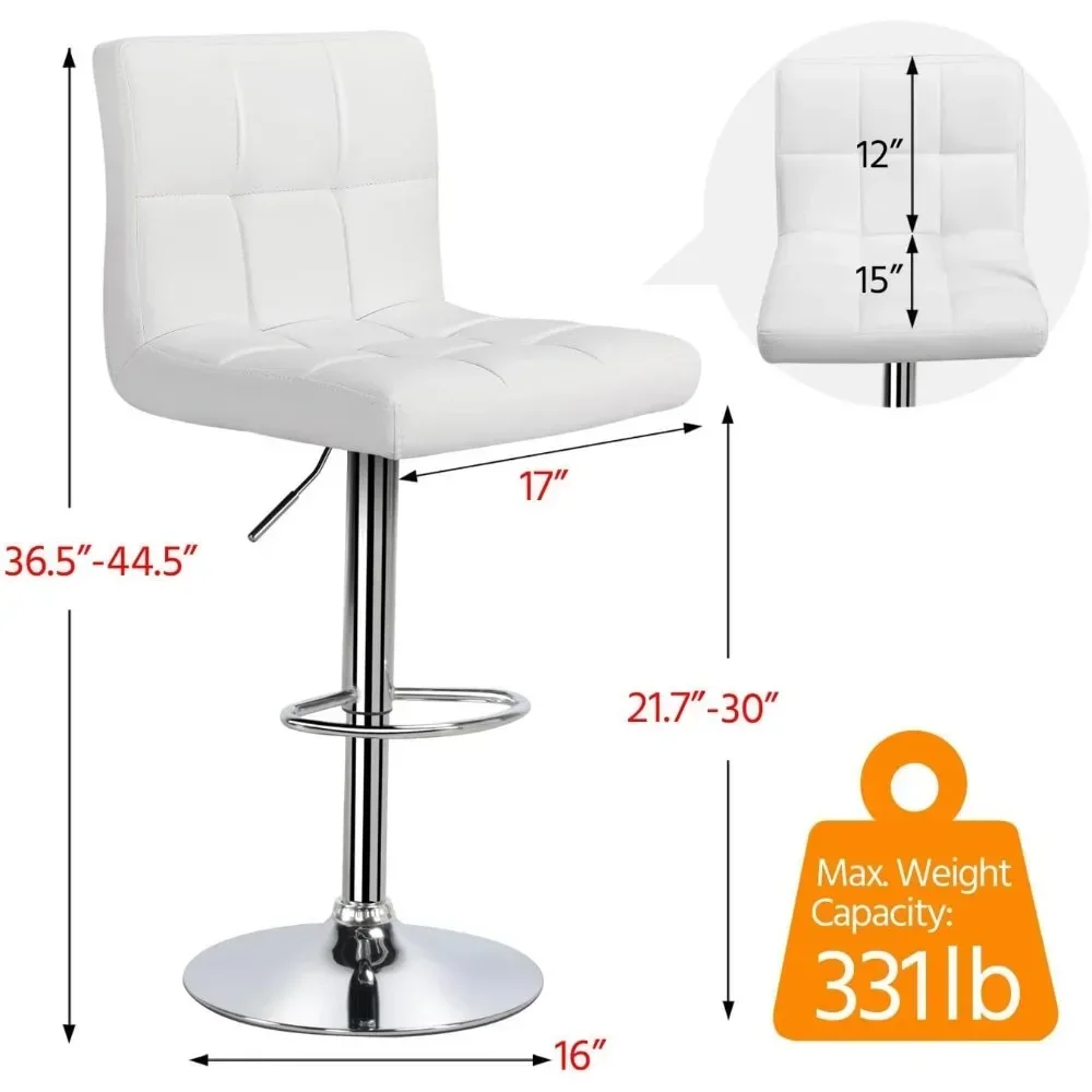 Ensemble de 2 tabourets de bar à percussion réglables en cuir PU, tabouret de bar hydraulique sans bras, chaises d'îlot de cuisine