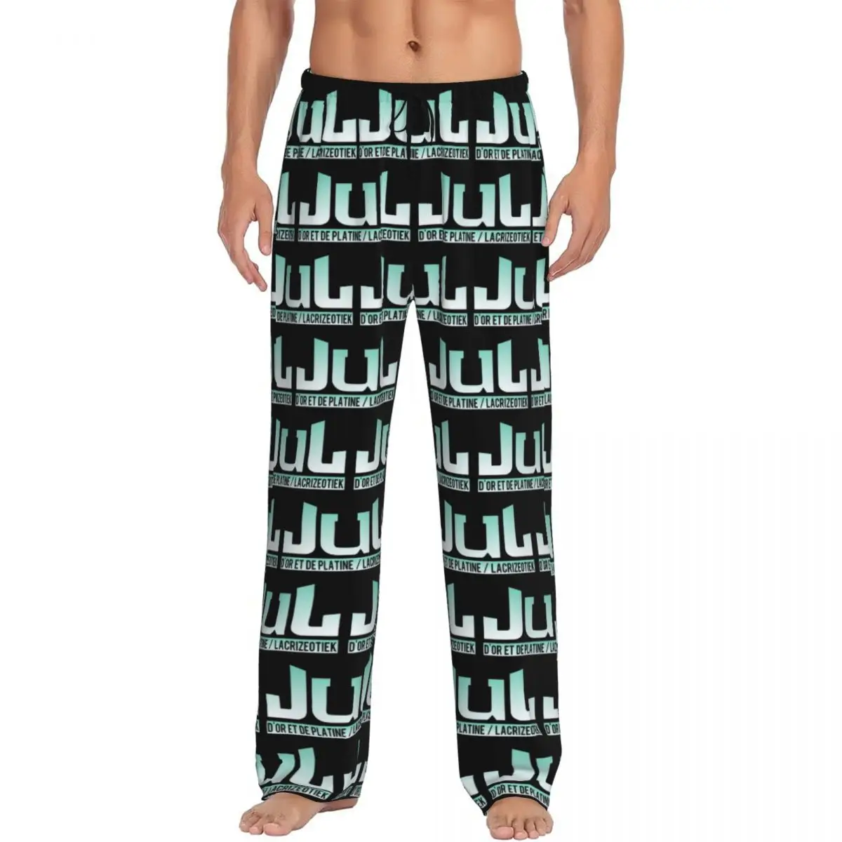 Custom JUL French Rapper Music Logo Pajama Pants Men Lounge Sleep Stretch Sleepwear Bottoms with Pockets