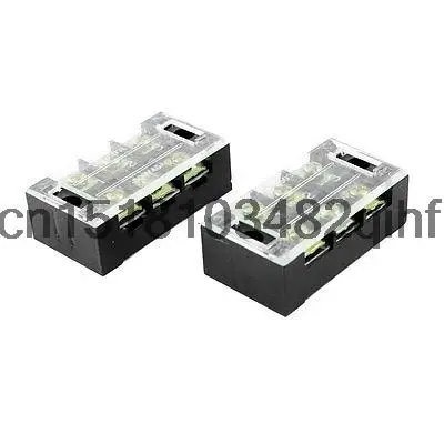 600V 45A Dual Row 3P Screw Connector Electric Barrier Terminal Block Strip 2 Pcs