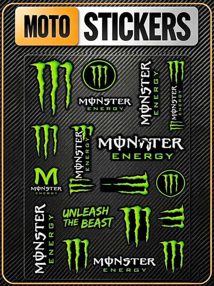 Pegatinas reflectantes impermeables universales a prueba de arañazos para Monster Energy Fashion, para casco de motocicleta, taza, refrigerador
