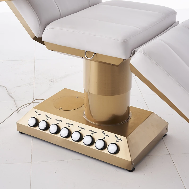 Modern PVC White Four Motor Adjustable Beauty Spa Bed Constant Temperature Heating Salon Bathroom Multifunctional Foldable