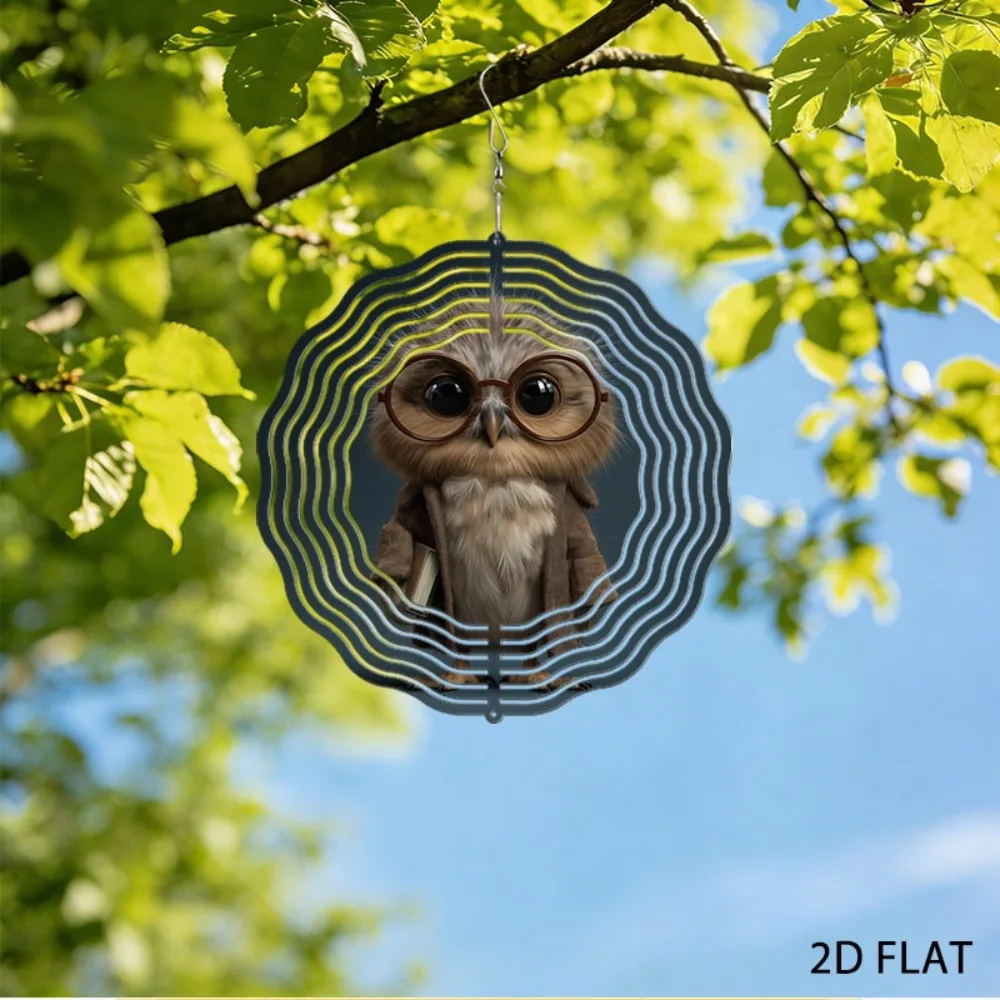 

Cartoon Owl Wind Chime Iron Outdoor Garden Decor Whimsical Terrace Courtyard Hanging Ornament