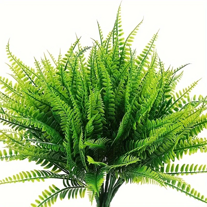 4 Bundles Artificial Plants Fake Boston Ferns Bushes Faux Shrubs  Greenery UV Resistant Plant for Home Garden Outdoor Yard Decor