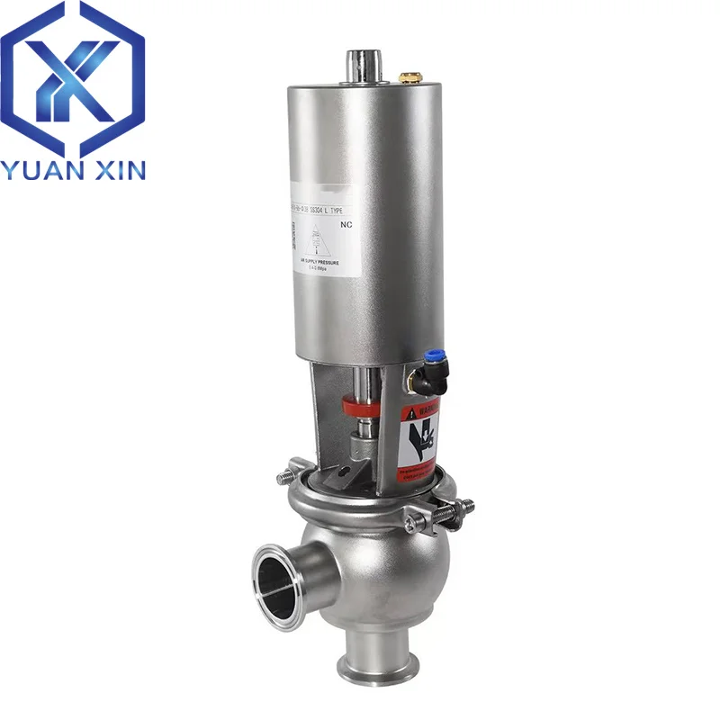 Tri-clamp pneumatic stop valve directional valve, sanitary grade 304/316L stainless steel L-type directional valve