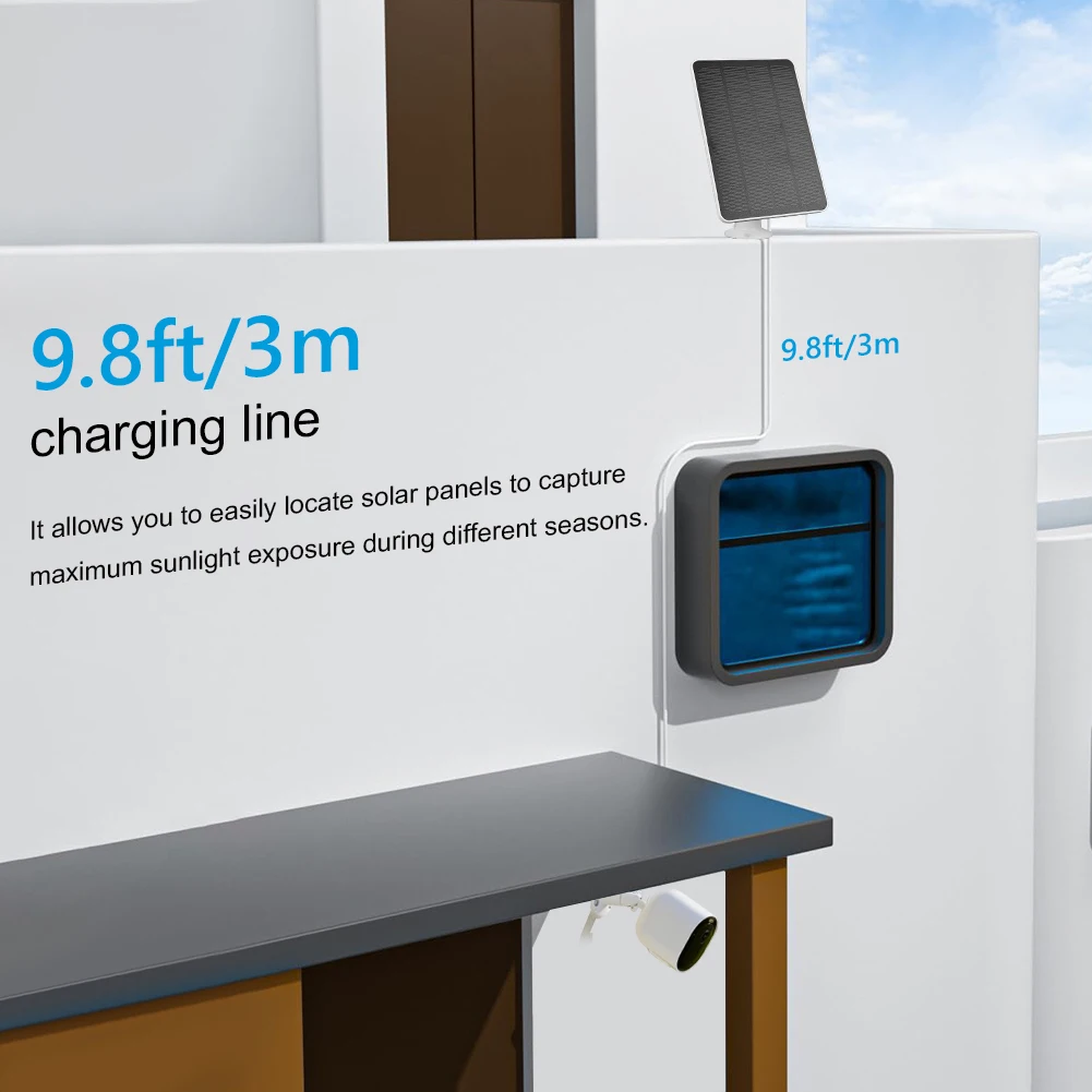 4 واط/6 واط 5 فولت لوحات شحن الطاقة الشمسية قابل للتعديل جدار جبل ث/9.8ft كابل شحن ل Arlo Pro 5S/4/3 الكاشف كاميرا الأمن #1
