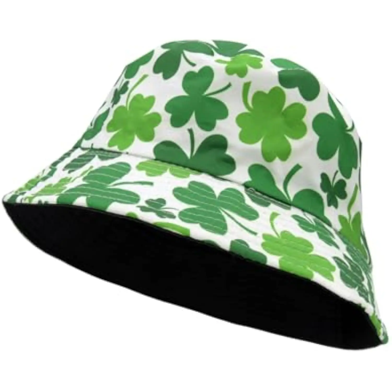 Mistdawn Unisex Cotton St. Patrick's Day Bucket Hat - Reversible Irish Clovers Sun Cap for Men & Women