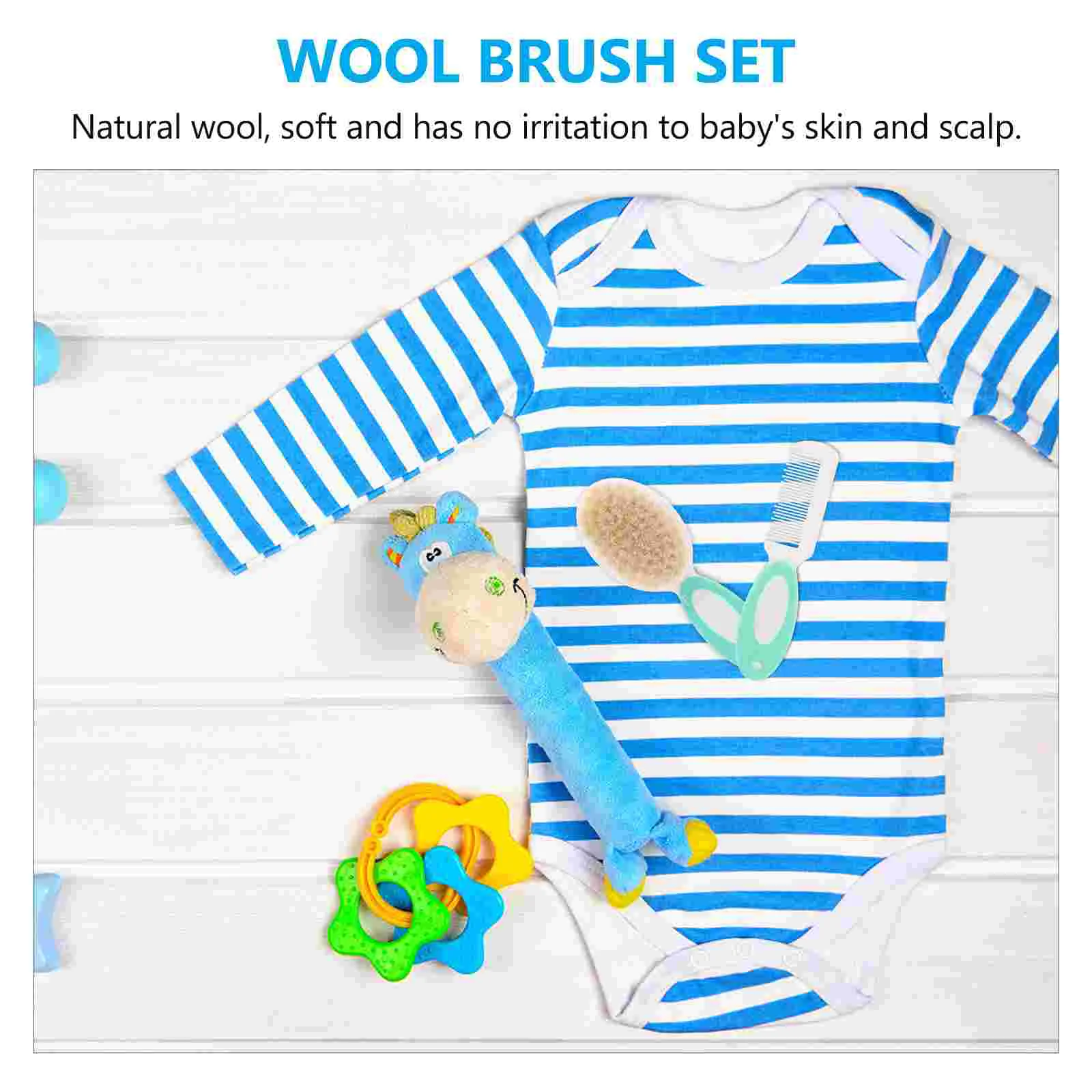 2 Pcs Baby Brush Set Infant Wool Hair Children Toddler Soft Bristle Fur Kids Comb Wooden Abs Shampoo