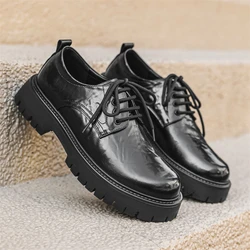 Classic Men shoes lace up Outdoor Oxfords Shoe Comfortable Walking Shoes 2024 New Casual Leather Men Platform Business Shoes