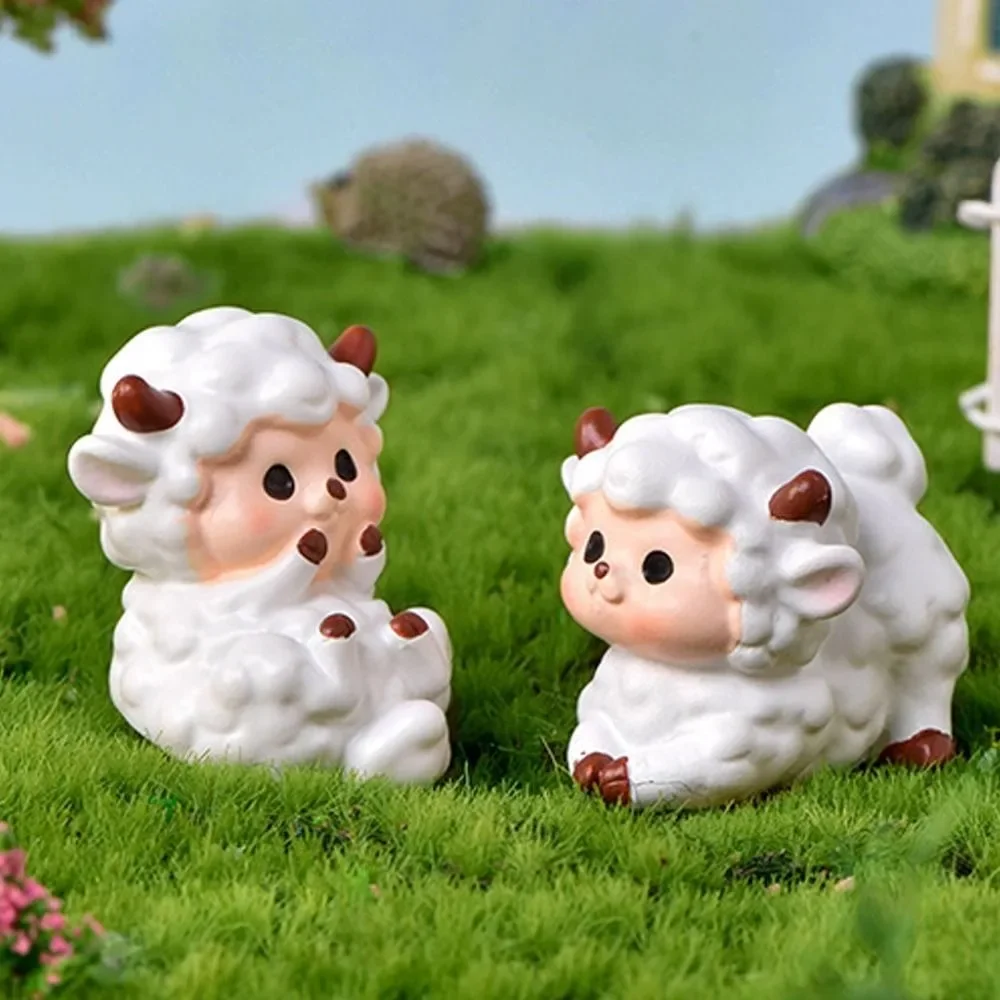 Miniature Fairy Garden Accessories Cute Sheep Lamb Ornament Statue Figurines Home Garden Landscape Dollhouse Terrarium Decor