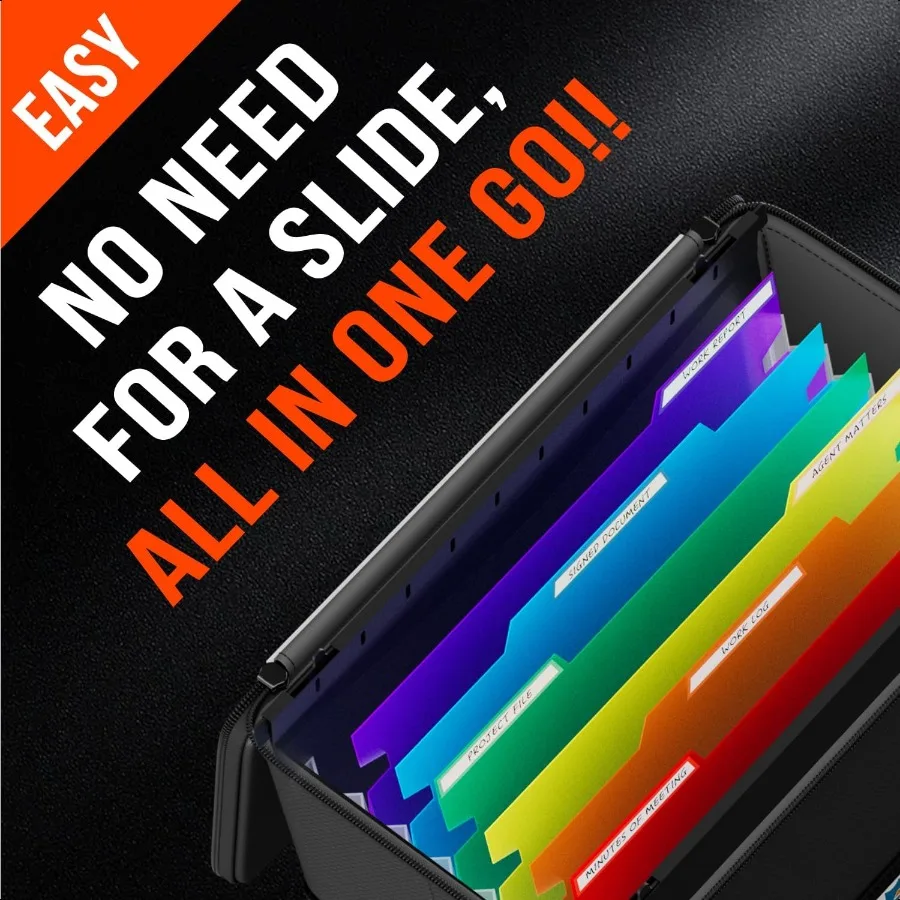 Scatola portadocumenti ignifuga con cartelle portadocumenti sospese 7x1.2 tasche per fisarmonica Organizzatore di file sospeso per gancio retrattile in formato lettera 1