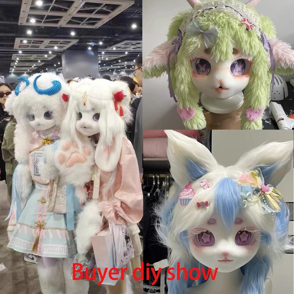 Kigurumi 기본 고양이 머리 해골 마스크 코스프레 Fursuit 동물 야수 해골 DIY 두꺼운 플라스틱 마스크 카니발 재미 있은 파티 의상 소품