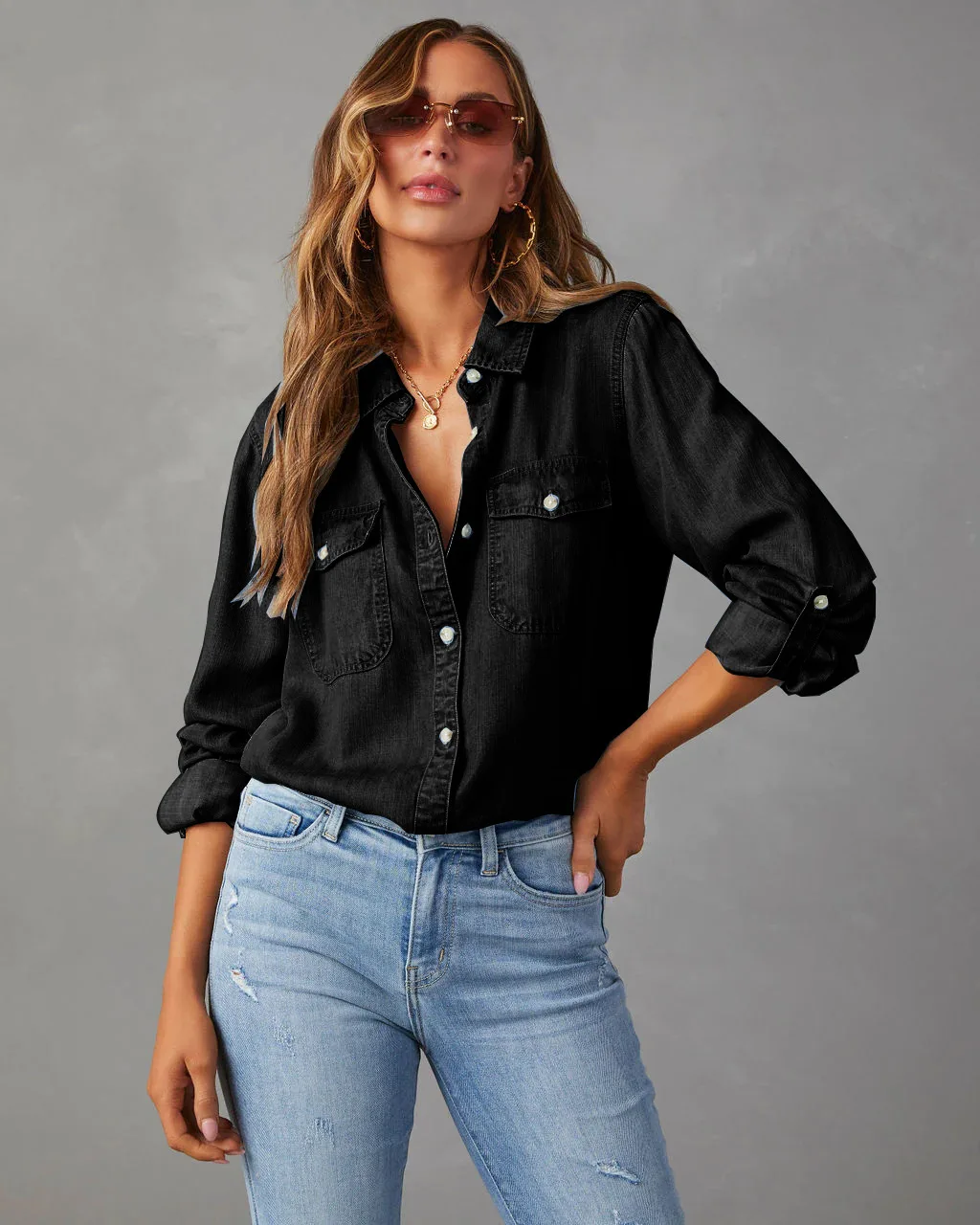 Denim Shirts For Women Spring Autumn New Vintage Denim Shirt Casual Fashion Lapel Single-breasted Long-sleeved Shirt Female Tops