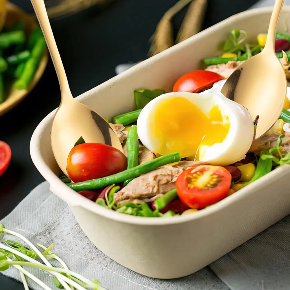 

Salad Serving Spoon Fork Set Metal Stainless Steel Utensils Multi Functional Kitchen