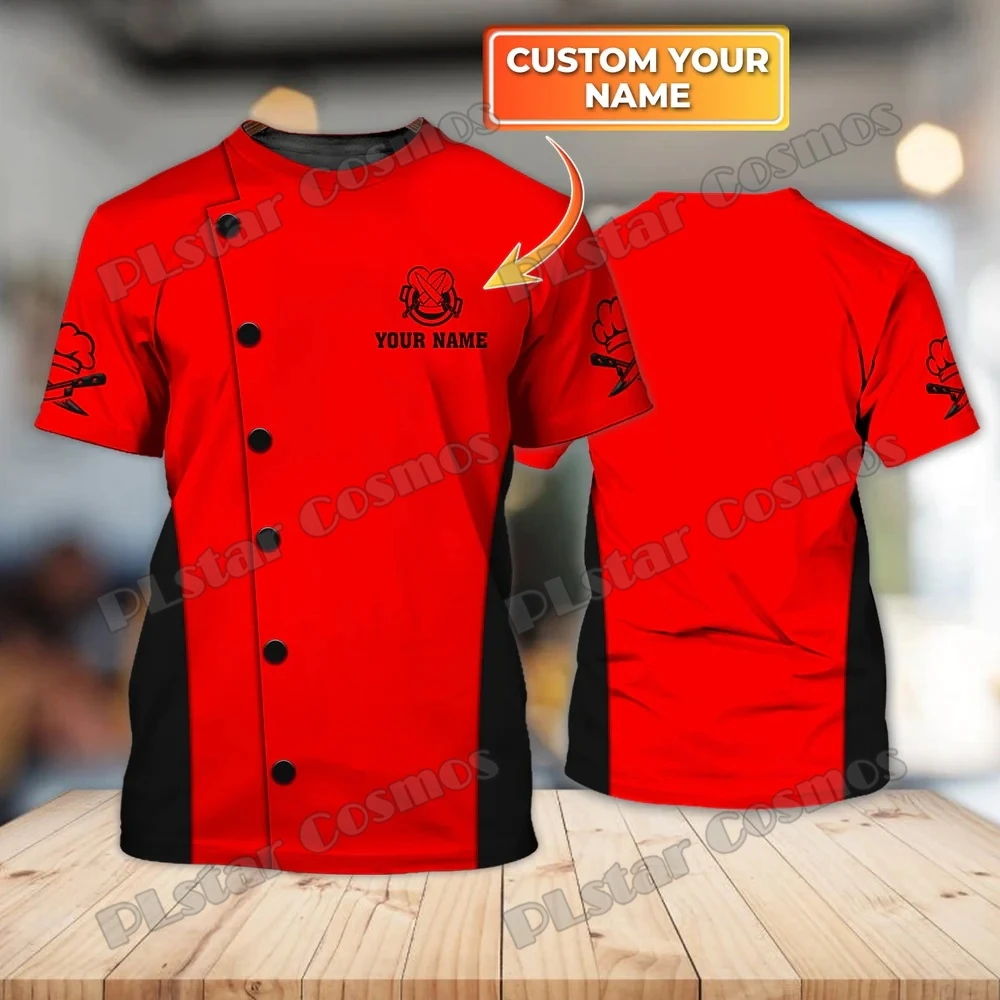 PLstar Cosmos Chef Personalized Name 3D All Over Printed Men's T-shirt Summer Unisex Casual t shirt Gift For Cook Lovers DW248