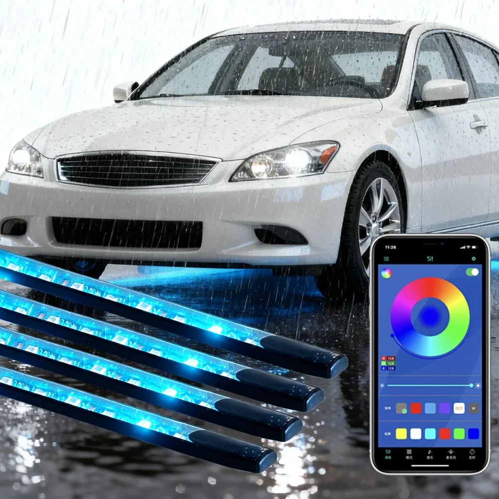 Auto-Ambientelicht, wasserdichter, flexibler RGB-LED-Unterbodenstreifen mit APP-Fernbedienung – Detail 1