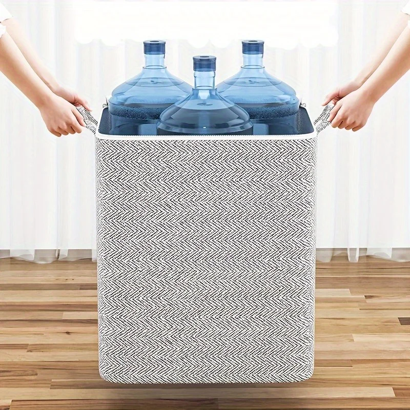 대형 접이식 지퍼 보관 가방 - 의류, 퀼트, 장난감 등을 위한 내구성이 뛰어나고 세탁 가능한 직물 보관 상자