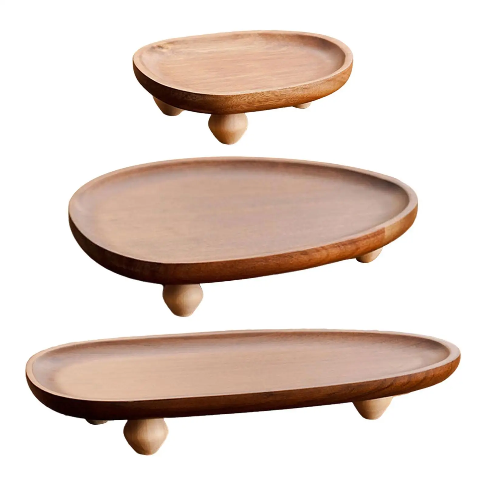 

Wooden Pedestal Serving Tray Tableware Multi Purpose Serving Platter Food Tray