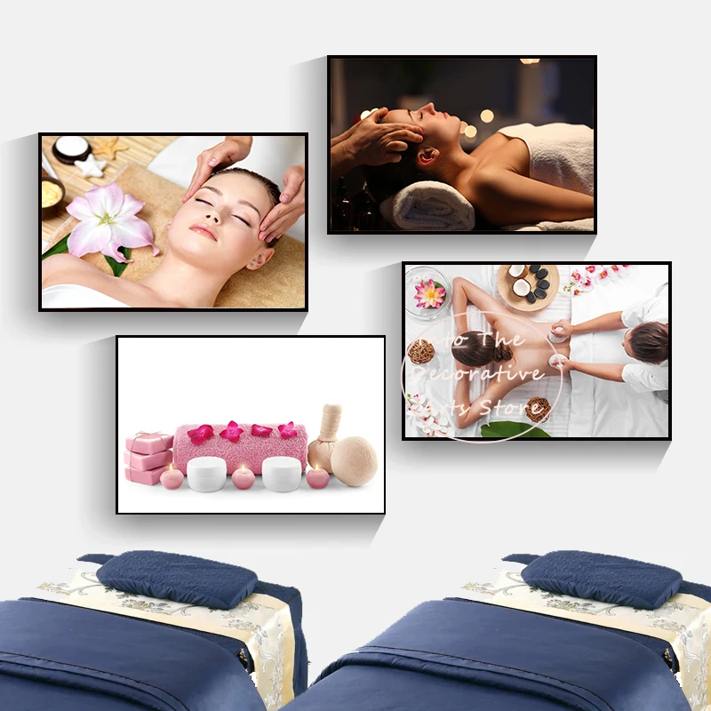Thai Water Body Spa Stretch Your Body Canvas Painting Body Massage Orchid Zen Stone Poster Prints Flower Wall Pictures Spa Decor