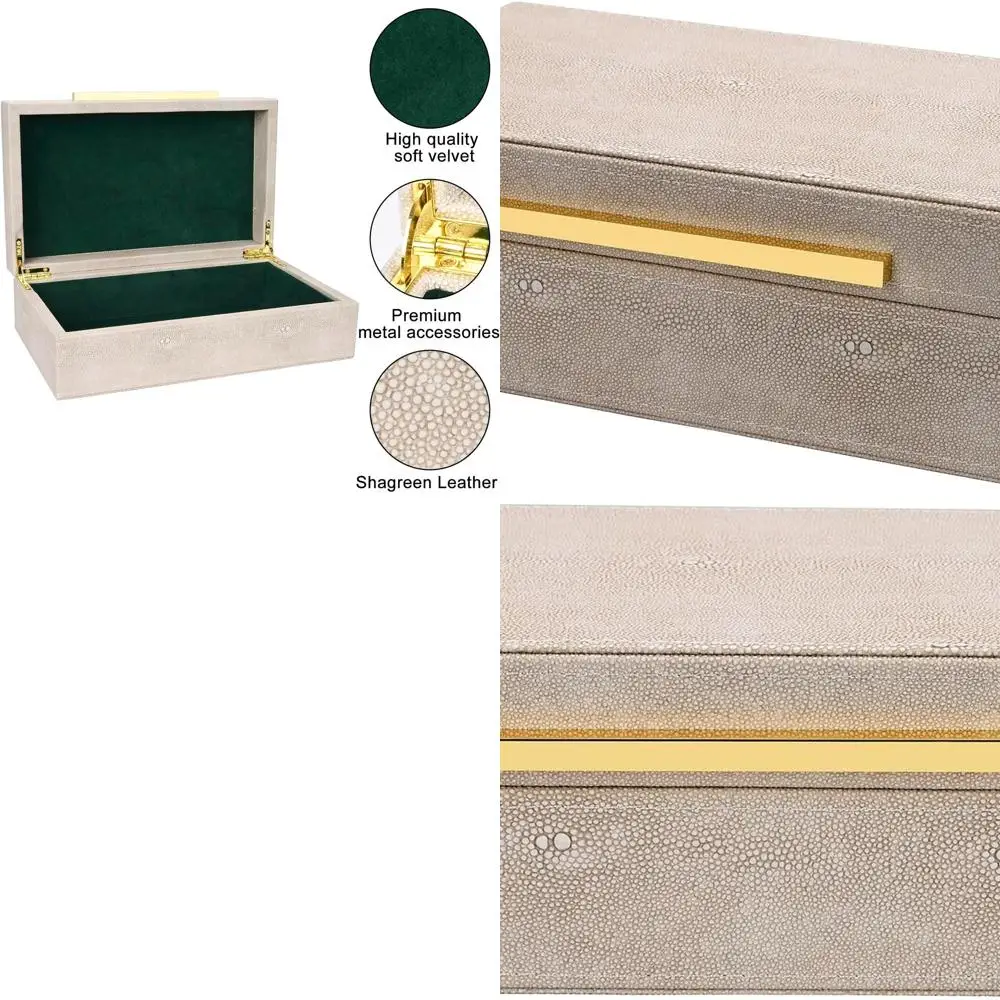 

Modern Home Decor Shagreen Faux Leather Memory Boxes with Lids for Jewelry and Keepsakes Storage