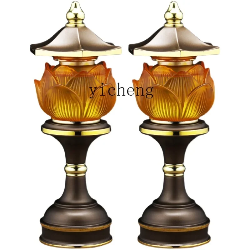 

imitation glazed LED plug-in lotus ornament household Buddha before a pair