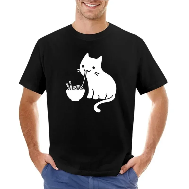 Camiseta gráfica chat mangeant du ramen pour hommes, camiseta personalizada, concevez le vôtre, taille plus, medicamentos lindos