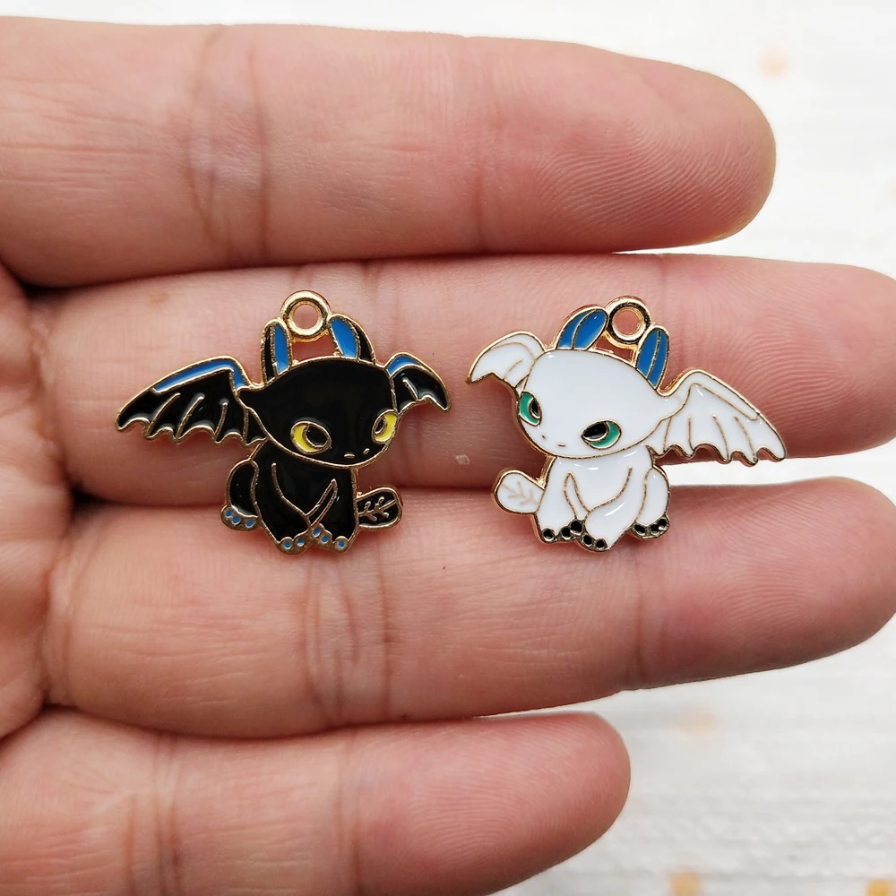 10pcs Dragon Charm Jewelry Accessories Diy Making Craft Enamel Necklace Earring Pendant Keychain Charms Alloy Metal Gold Plated view 2