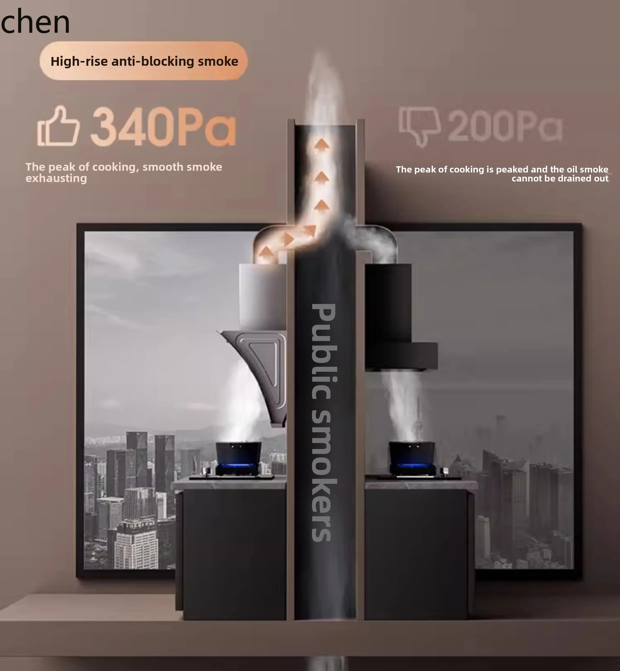 เครื่องดูดควันมอเตอร์คู่ HXL ห้องครัวในครัวเรือนขนาดเล็กเครื่องดูดควันขนาดเล็ก