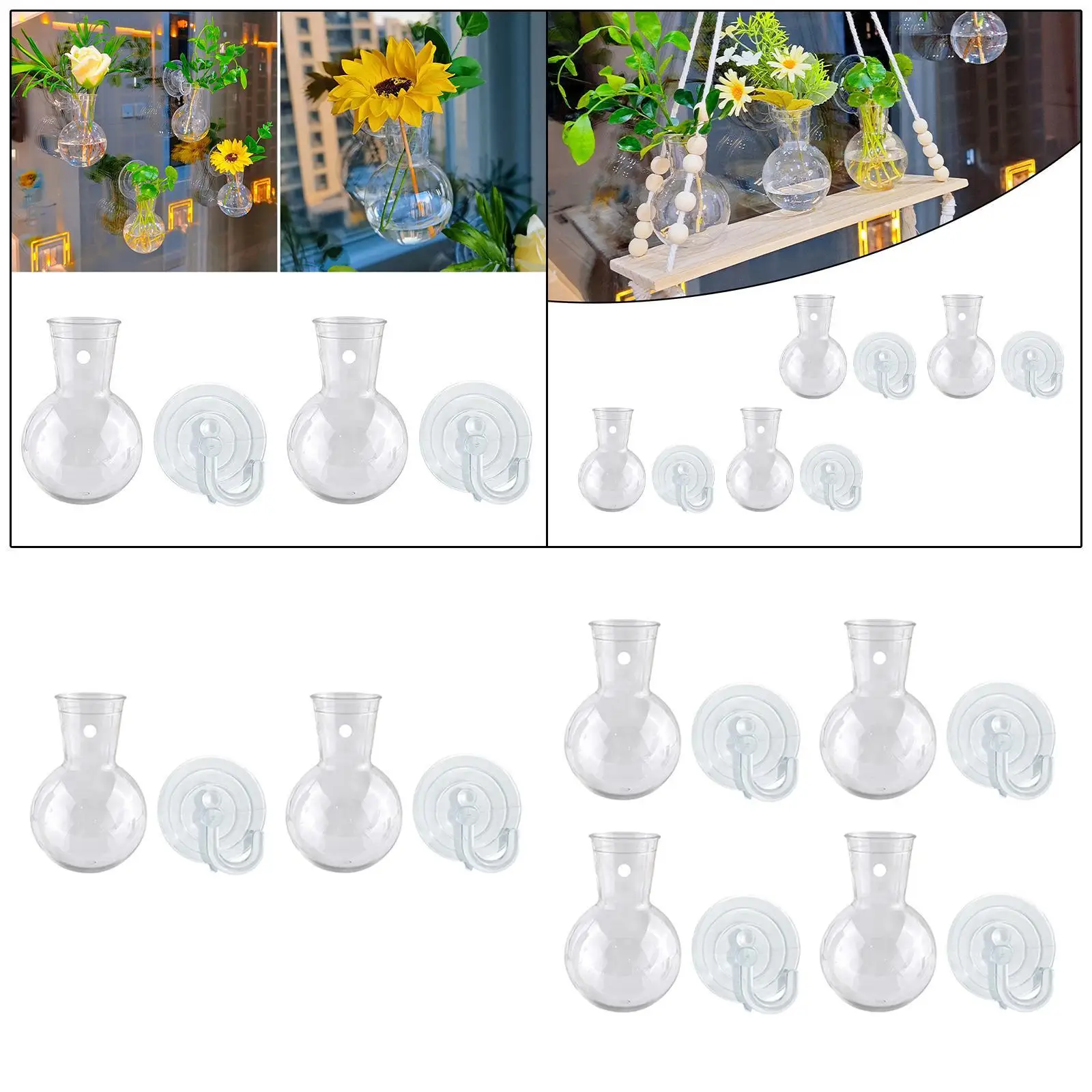 Propagation, Plant Propagation Bulbs with Suction Cup Hooks, Hanging Transparent Vase Container for Home Decor