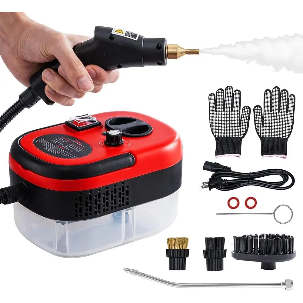 منظف بخار محمول بالضغط العالي 2500 وات تسخين سريع 15 ثانية تنظيف عميق 6 سرعات قابلة للتعديل منظف متعدد الأسطح 9 قطعة