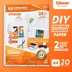 Winnertransfer-50% fabricante de papel de transferência térmica para papel de impressão leve da camisa da tela t para a impressora a laser & a jato de tinta a4 20 folhas