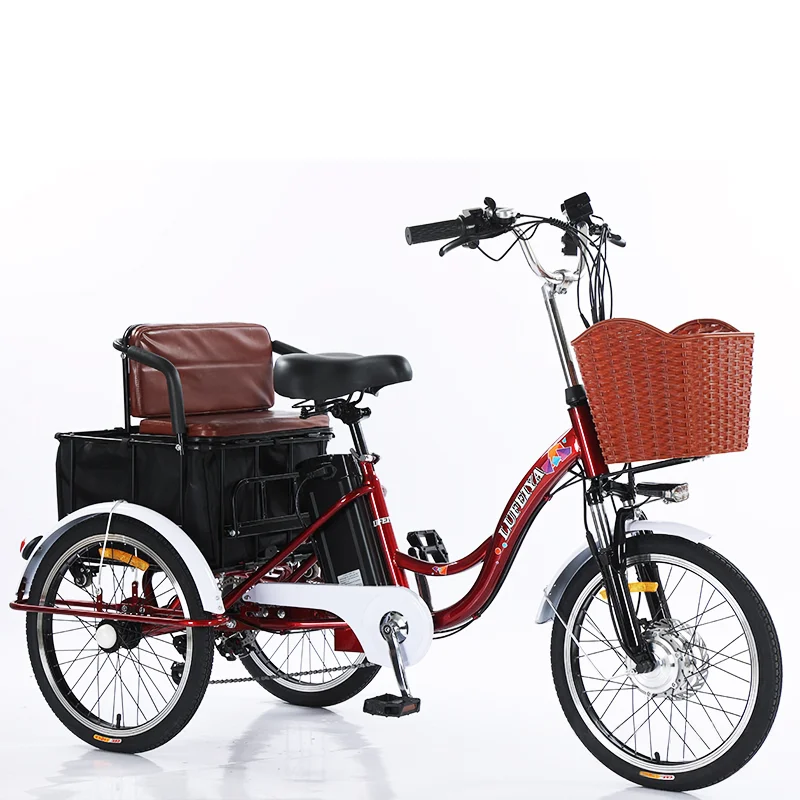 3-wiel elektrische driewieler voor lithiumbatterij 350W 48V 7-speed 20 inch elektrische bakfiets voor volwassen heren met trekmand