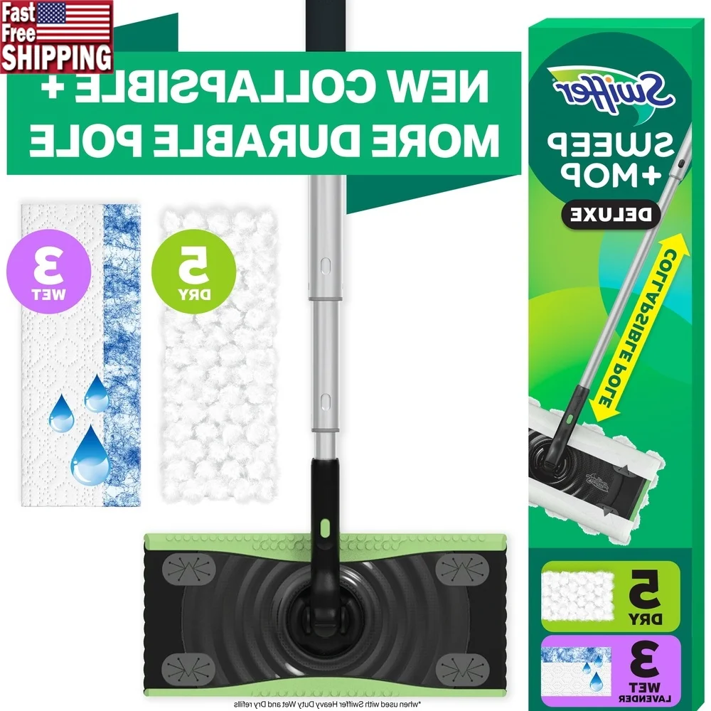 

Набор швабр 2-в-1, инструмент для чистки нескольких поверхностей, складной столб, сверхмощные подметальные салфетки, подушечки для мытья полов, удобное хранение пола