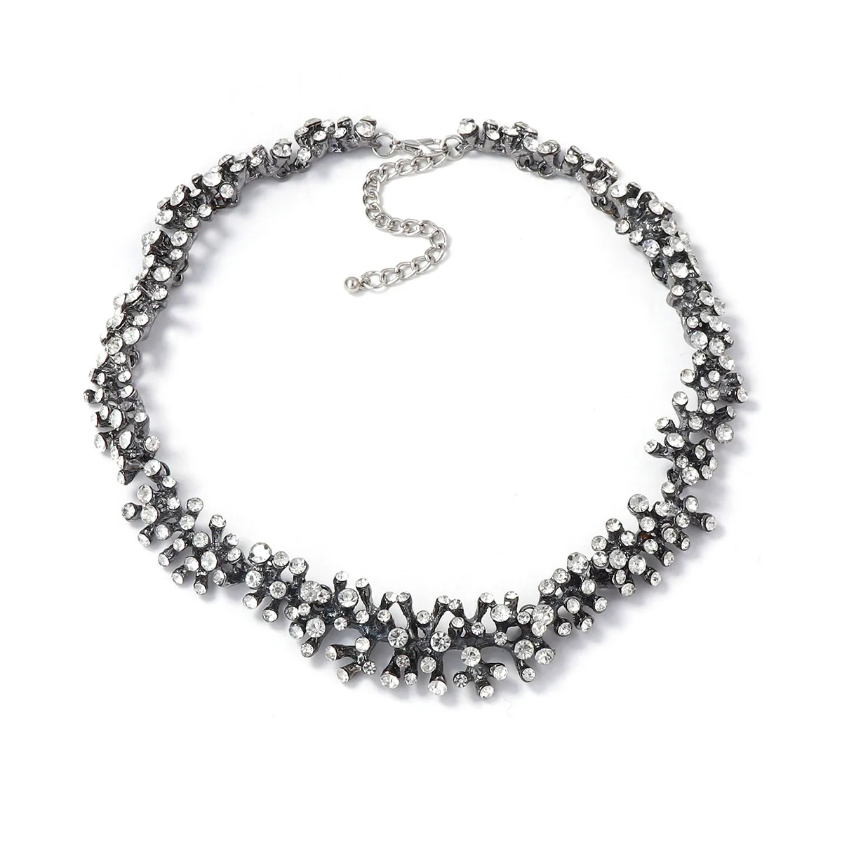 

ZAA Vintage Irregular Metal Branched Leaf Shaped Rhinestone Choker Necklaces for Women Statement Jewelry Neck Accessories