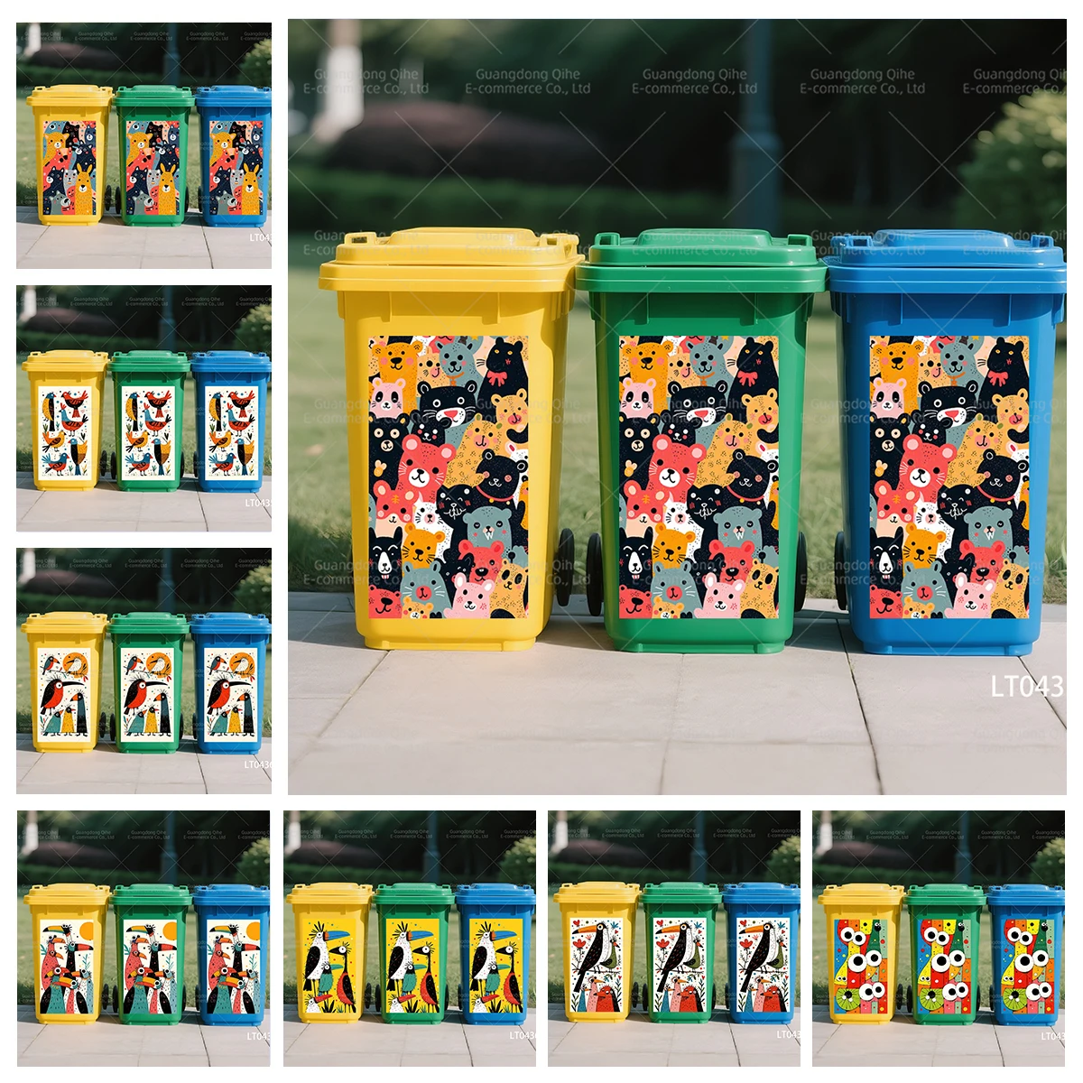 

Cartoon Animal Trash Can Sticker Trash Bin Stickers for Home Garden Wheelie Bin Cabinets Wardrobe Art Playground Mural Decals