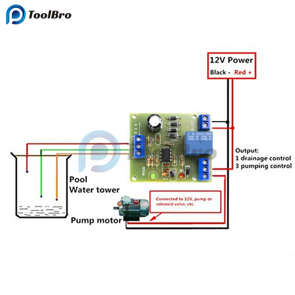 Liquid Water Level Controller Sensor Module DC 9-12V Automatic Pumping Drainage Water Level Detection for Pump Control