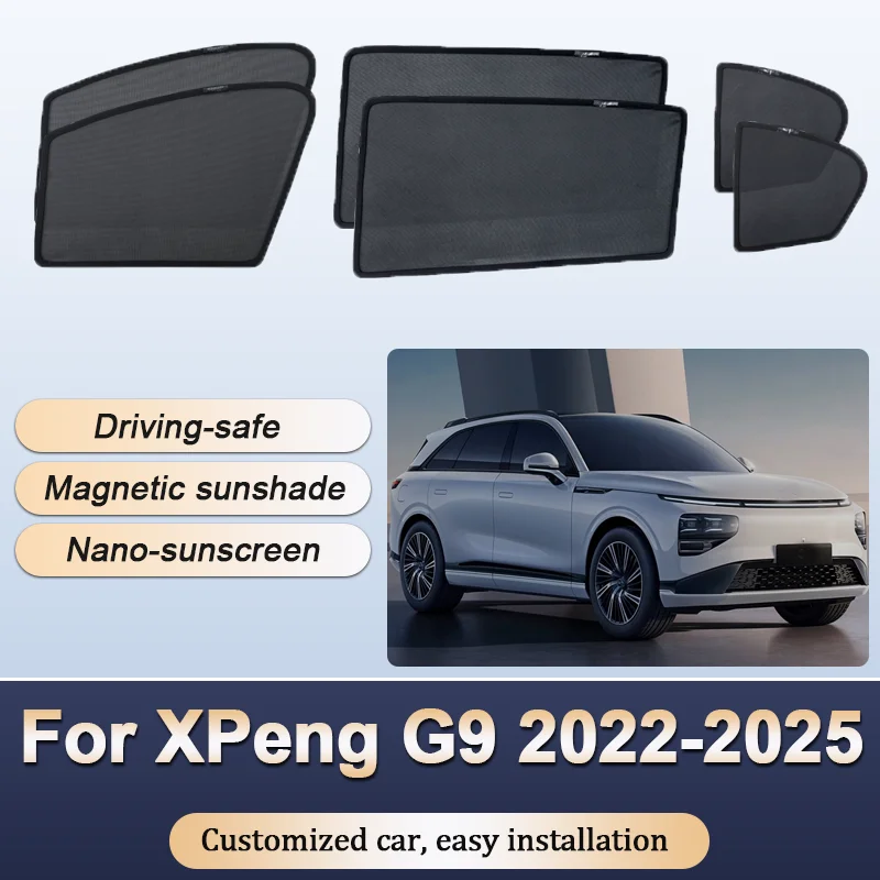

Sun Shades For XPeng G9 2022 2023 2024 2025 Sunshades Magnetic Heat insulation Mesh Window Curtains Visors Car Accessories