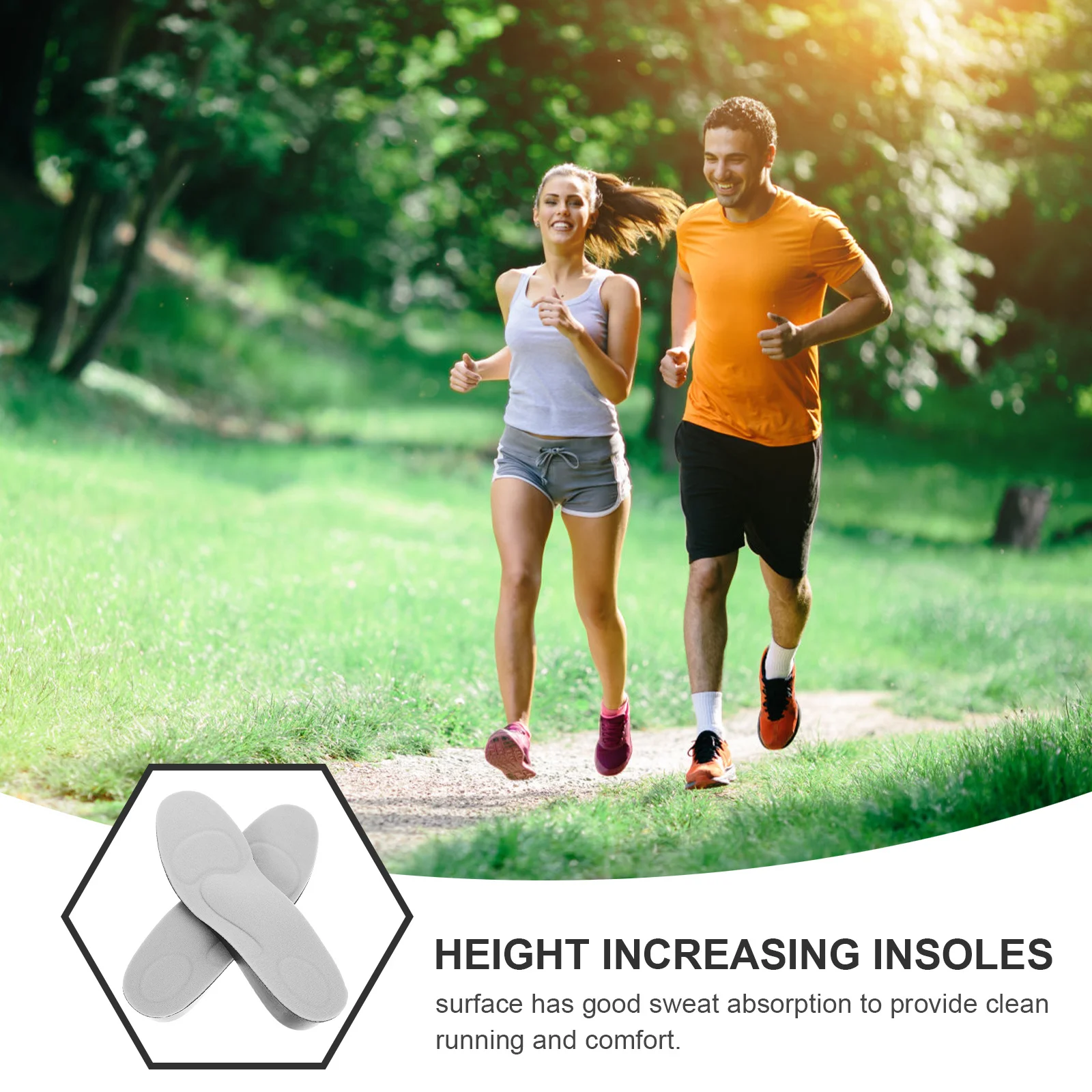 

Pair of Women 3.5cm Height Increase Insole Eu Size 34-40 Grey Soft Shoes Cushion Slip Prevention Increase Comfort