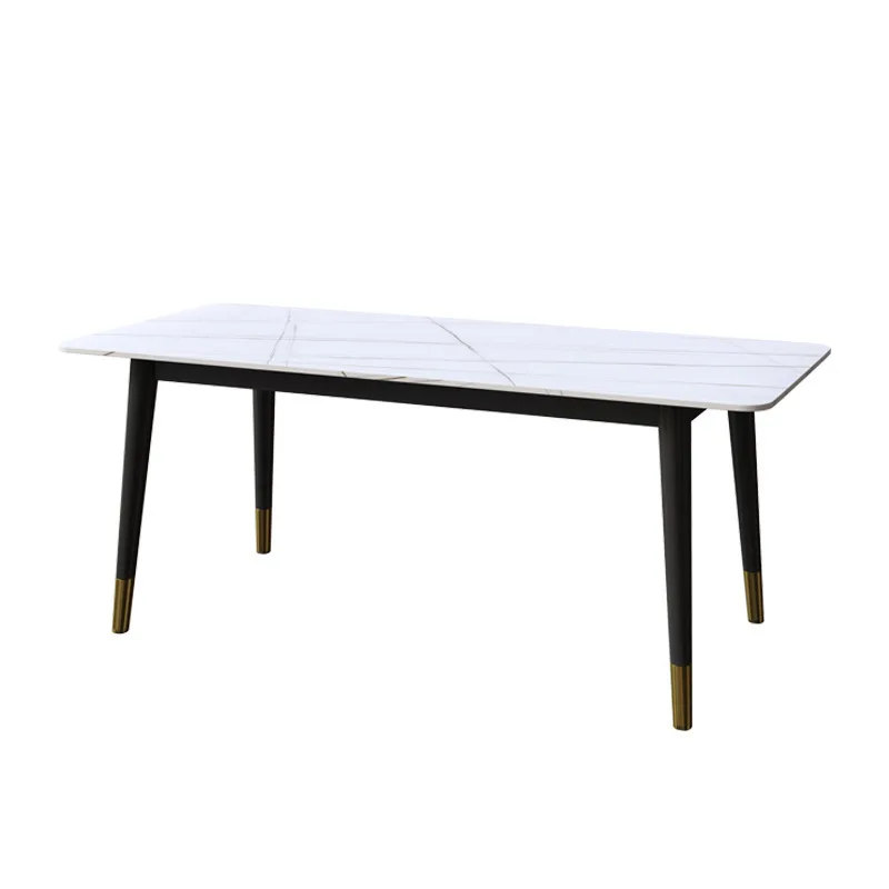 

Simple small apartment rock slab dining table rectangular rock slab dining table and chairs, home living room dining table