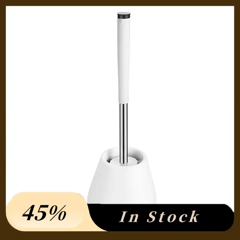

White Toilet Brush Silicone Bristles Bathroom Cleaning Bowl Brush Kit With Tweezers,And Handle