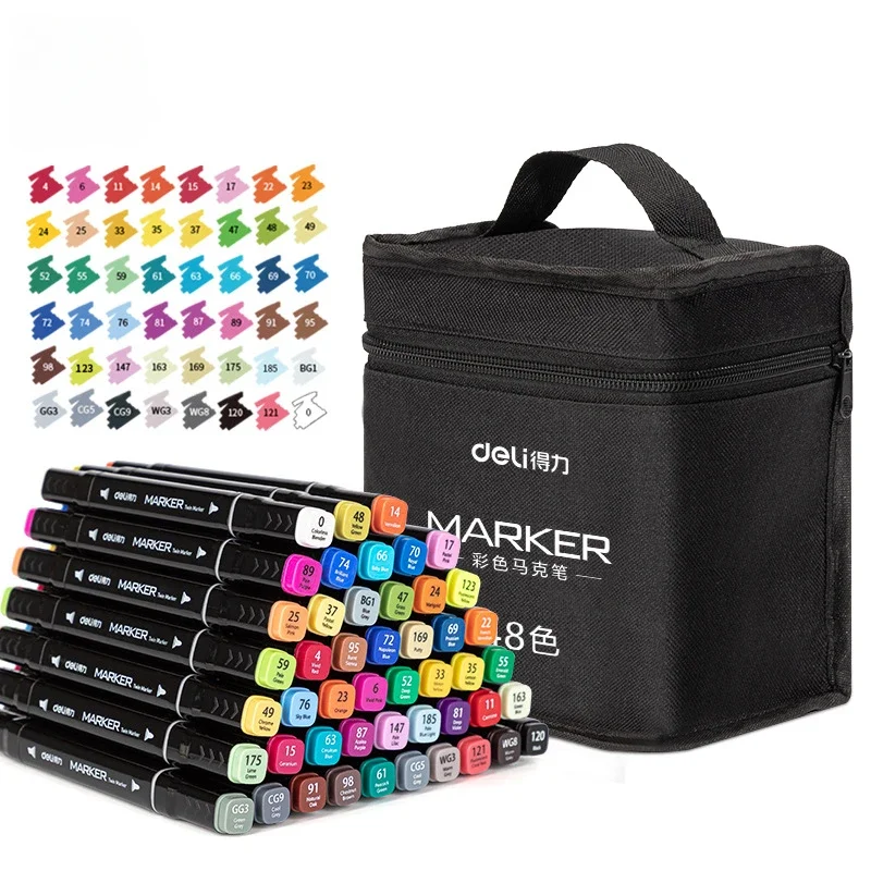 

Double Headed Color Marker Pen 24/30/40/48/60/80 Color Set Oxford Cloth Tote Bag Containing Oily Art Hand Drawing Brush