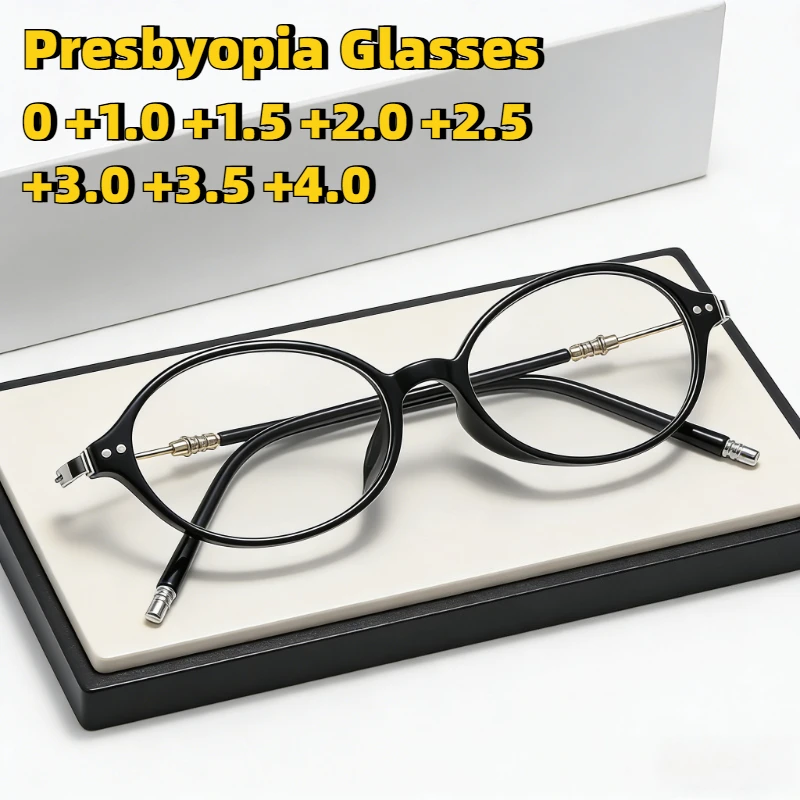 

Retro Oval-Frame Anti-Blue Light Presbyopia Glasses Unisex High-Definition Comfort Reading Eyewear with Plus Diopter 0 To +4.0
