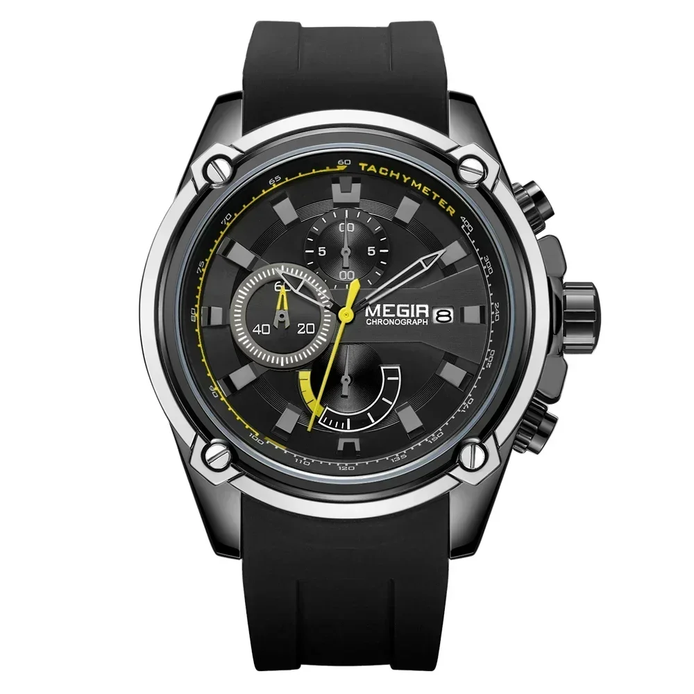 Reloj MEGIR a la moda para hombre, cronógrafo de lujo de marca superior, relojes deportivos impermeables para hombre, reloj de pulsera militar con fecha automática de silicona