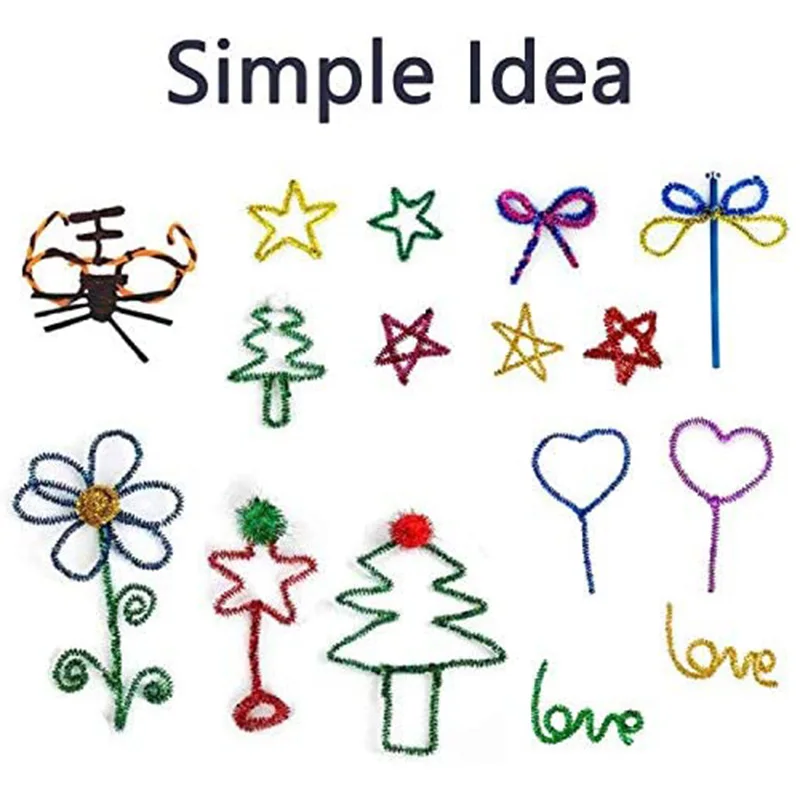 A04F-200Pcs Pipe Cleaners Chenille Stems Kids DIY Craft Educational  Art Creative Crafts Decorations